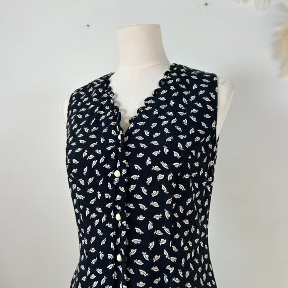 VTG Ed Michaels Womens Button Front Midi Dress Size 10 Petite Hat Print Cottage - Picture 2 of 12